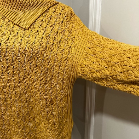 Jeanne Pierre Large Yellow Mixed Cable Knit Cowl Neck Sweater Pullover Sweater. - Picture 14 of 14